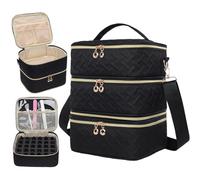 Ruaizel Nail Polish Organizer Bag, 3 Layer Nail Polish Storage Holds 90 Bottles Nail Lamp, Nail Varnish Storage for Manicure Tools