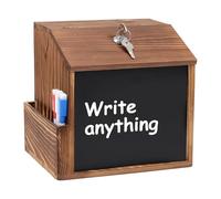 Ruaizel Wood Suggestion Box, Comment Collection Box with Lock and Slot, Wall Mounted Charity Collection Box for School, Office, Hospital, Donation