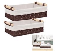 Ruaizel Woven Storage Baskets, Wicker Storage Basket with Removable Liners, Seagrass Basket for Home, Living Room, Bathroom, or Kitchen (Brown)