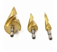 RUAJOGYNVM 3Pcs HSS Spiral Groove Step Drill Bit 4-12 4-20 4-32 Power Tool Step Drill Bits Set Metal Multi-Hole Taper Drill(A) RUAJOGYNVM