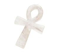 RUAJOGYNVM Clear Quartz Ankh Symbol Carving with Yellow Citrine, 4-4.3 Inches, Approx. 10 CM - Crystal Handcrafted Cross, DIY Decoration,