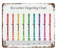 RUAJOGYNVM Recorder Fingering Chart Metal Sign Music Educational Tin Poster for Classroom Student Practice Band Room Wall Decor 8 X 12 inch