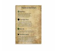 RUAJOGYNVM Traditional Catholic Prayer Canvas Print How To Pray The Rosary Wall-Art Poster for Adoration Chapel or Home Worship Space(Framed,08x12inch(20x30cm))