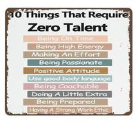 RUAJOGYNVM Vintage Tin Sign 10 Things That Require Zero Talent Inspirational Wall-Art for Office Desk Home Study Room Gift for Coworker Boss Employee 8 X 12 inch
