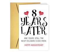 RUALOVE Romantic 8 Years Anniversary Card for Husband Wife, Sweet 8th Anniversary Presents, Idea Eight Years Wedding Card Gift for Him Her, 8th Wedding Cards For Couple