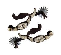 RuanHongYi 1 Pair Horse Spurs,Stainless Steel Horse Spurs,Western Cowboy Spurs,with Gear Spurs,Horse Riding Accessories (Dark Brown)