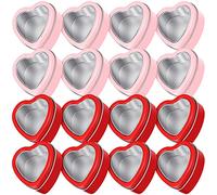 RUANI 16 Heart Shaped Candy Box Gift Boxes with Lid, Metal Jars Empty Candle Jars, Red+Pink, Small, Romantic, Feminine, Metal Container
