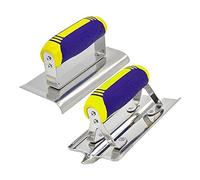 RUANI Concrete Hand Edger and Groover Tools Set Silver & Blue Stainless Steel Construction Tools Plaster Stucco Cement Finishing Kit