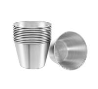 RUANI Pack of 12 - Premium Brushed Stainless Steel Condiment Sauce Cups Spices Pots Dips Bowls - 2.5Oz 70Ml (24), ddddws