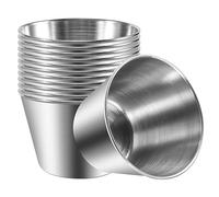 RUANI Pack of 12 - Premium Brushed Stainless Steel Condiment Sauce Cups Spices Pots Dips Bowls - 2.5Oz 70Ml (12)