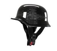 RUANLOV Vintage German Motorcycle Half Helmet, ECE/DOT Approved Adult Men Women Retro Open Face Helmet, with Adjustable Quick Release Buckle, for Bicycle Cruiser Scooter (B M)