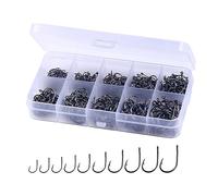 Ruarby 100 / 500pcs Steel Barbed Fish Hooks Replacement Eyed Sea Fish Rustproof Carp Baits Holder Inlines Single