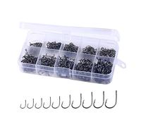 Ruarby 100 / 500pcs Steel Barbed Fish Hooks Replacement Eyed Sea Fish Rustproof Carp Baits Holder Inlines Single