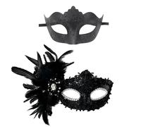 Ruarby 2 Pcs Halloween Half Face Costume Venetians Masquerade Party For Woman Man