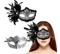 Ruarby 2 Pcs Halloween Half Face Costume Venetians Masquerade Party For Woman Man