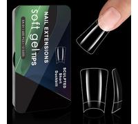 Ruarby 600 Pieces Transparent Gel Nails Tips with Curved Shape False Nails for Manicure Half Covers Wide French Nails
