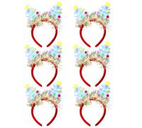 Ruarby 6lots Reusability Santa Headbands Unisex Christmas Headpiece Sweet Simple Styles For Joyfulness Celebration And Office