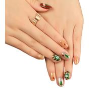 Ruarby Christmas Themed Short Almond False Nails Easy to Apply Winter Press on Nails Holiday Decorations