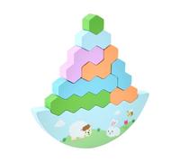 Ruarby Colorful Wood Block Stacking And Balancing Game Building Blocks For Kids Practical Preschool Learning Educational Toy Coordination And Concentration Game