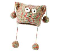 Ruarby Fashion Fringed Devil Ear Hat Crochet Skull for Outdoor Winter Activity Shopping Caps Walking Snapshots Cats Ear Colorful Knitted Hat red Green