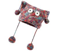 Ruarby Fashion Fringed Devil Ear Hat Crochet Skull for Outdoor Winter Activity Shopping Caps Walking Snapshots Cats Ear Colorful Knitted Hat Purple Blue