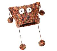 Ruarby Fashion Fringed Devil Ear Hat Crochet Skull for Outdoor Winter Activity Shopping Caps Walking Snapshots Cats Ear Colorful Knitted Hat red Yellow