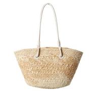 Ruarby Fashionable Female Weave Shoulder Bag For Beach Vacation And Travel Colorful Woven Straw Handbag Large Basket Bucket Bag Casual Travel Handbag