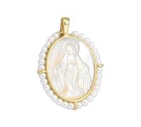 Ruarby Fashionable Virgin Marys Pendant Necklace Portable Accessory With 18k Gold Plated Finish And MOP Casual Shells Virgin Marys Pendant