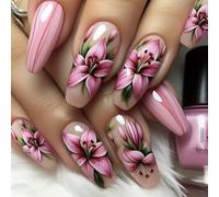 Ruarby Flower False Nails Set 24 Pieces Floral Designs Stick on Nails Press ons Easy to Apply and Remove for Various Occasion