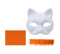 Ruarby Hand-Painted Cats Set Animal Masquerade Unpainted Foxes With Furs Halloween Party For Adult Hallowee Foxes Unpainted Animal Set Hand-painted Cats