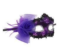 Ruarby Masquerade Feathered Flower Sequins Half Face Halloween Eyewears Accessory For Women Halloween Wedding Fashionable Masquerade Accessory
