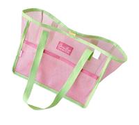 Ruarby Mesh Bag with Contrast Trim, Double Carry Handles, Open Top Inner Tab, Lightweight Polyester Beach Bag for Daily