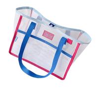 Ruarby Mesh Bag with Contrast Trim, Double Carry Handles, Open Top Inner Tab, Lightweight Polyester Beach Bag for Daily