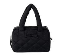 Ruarby Modern Quilted Plaids Pattern Nylon Small Handbag With Feminines Bows Detail For Ladies Zippered Purse Padding Bows Quilting