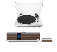 Ruark R410 Music System Grey with R-CD100 CD Player & Audio Technica AT-LP70XBT Automatic Wireless BT Turntable Silver