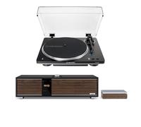 Ruark R410 Music System with R-CD100 CD Player & Audio Technica AT-LP70XBT Automatic Wireless BT Turntable - Black