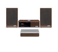 Ruark R610 Music Console & Sabre-R Bookshelf Speakers Pair Walnut with R-CD100 CD Player