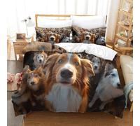 RUASVENNS Australian Shepherd 3D Print Comforter Covers for Boys Girls Quilt Cover Duvet Cover Bedding Set with Zipper Closure Soft Microfiber with Pillow Cases 3 Pieces King(220x240cm)