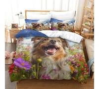 RUASVENNS Australian Shepherd 3D Print Quilt Cover Comforter Covers Duvet Cover for Boys Girls Soft Microfiber with Pillow Cases with Zipper Closure Bedding Set 3 Pieces Double（200x200cm）