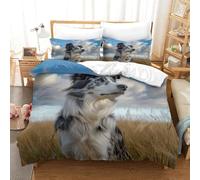 RUASVENNS Australian Shepherd Comforter Covers Duvet Cover Quilt Cover for Teens And Adults 3D Print Soft Microfiber Bedding Set with Zipper Closure with Pillow Cases 3 Pieces King（220x240cm）