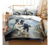 RUASVENNS AUSTRALIAN SHEPHERD Comforter Covers for Boys Girls Duvet Cover 3D Print Quilt Cover with Zipper Closure Bedding Set Soft Microfiber with Pillow Cases 3 Pieces Double（200x200cm）