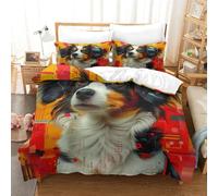 RUASVENNS Australian Shepherd Dog Comforter Covers 3D Print Duvet Cover for Boys Girls Quilt Cover Bedding Set with Zipper Closure with Pillow Cases Soft Microfiber 3 Pieces King（220x240cm）