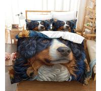 RUASVENNS Australian Shepherd Dog Quilt Cover 3D Print for Boys Girls Comforter Covers Duvet Cover with Pillow Cases with Zipper Closure Bedding Set Soft Microfiber 3 Pieces Single（140x200cm）