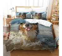 RUASVENNS Australian Shepherd Duvet Cover for Boys Girls 3D Print Comforter Covers Quilt Cover Bedding Set Soft Microfiber with Zipper Closure with Pillow Cases 3 Pieces Single（140x200cm）