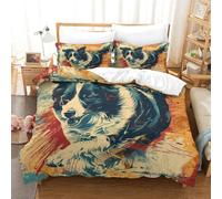 RUASVENNS Australian Shepherd Quilt Cover 3D Print for Boys Girls Comforter Covers Duvet Cover with Pillow Cases with Zipper Closure Bedding Set Soft Microfiber 3 Pieces Double（200x200cm）