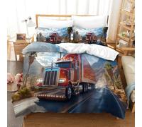 RUASVENNS Big Truck 3D Print Quilt Cover Duvet Cover for Teens And Adults Comforter Covers with Zipper Closure Bedding Set Soft Microfiber with Pillow Cases 3 Pieces Double（200x200cm）