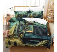 RUASVENNS Big Truck Comforter Covers for Boys Girls Quilt Cover Duvet Cover 3D Printed Bedding Set Soft Microfiber with Zipper Closure with Pillow Cases 3 Pieces Single（140x200cm）