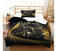 RUASVENNS Big Truck Quilt Cover Comforter Covers for Boys Girls 3D Print Duvet Cover with Zipper Closure Bedding Set with Pillow Cases Soft Microfiber 2 Pieces Single（135x200cm）