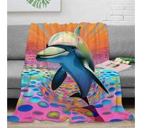 RUASVENNS Dolphin Blanket Bedding 3D Printed Throw Plush Gifts Soft Cozy Lightweight Fluffy for Holiday Bed Couch for Boys Girls All Season Couch Sofa 40x50inch(100x130cm)