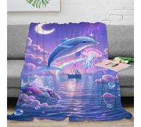 RUASVENNS Dolphin Blanket Bedding Throw 3D Printed Gifts Lightweight Fluffy Plush Soft Cozy for Holiday Bed Couch for Boys Girls All Season Couch Sofa 50x60inch(127x152cm)